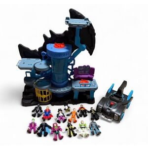 Batman Playset Lot w/ Batcave, Batmobile & 14 Figures DC Imaginext